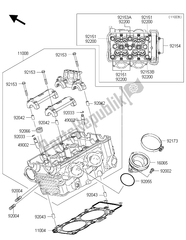 Wszystkie części do G? Owica Cylindra Kawasaki ER 6N 650 2015