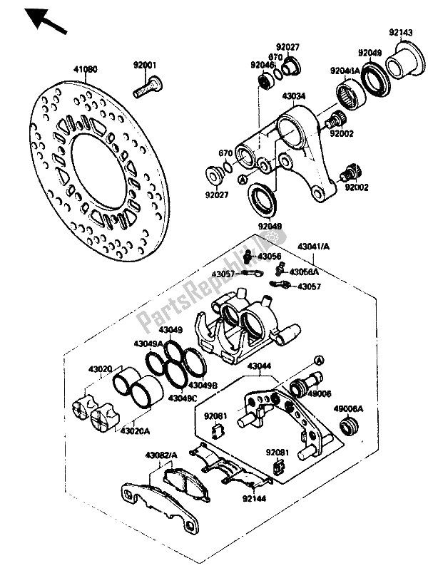 Todas las partes para Pinza Trasera de Kawasaki ZX 10 1000 1990