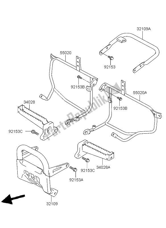 All parts for the Footrests of the Kawasaki KFX 400 2004