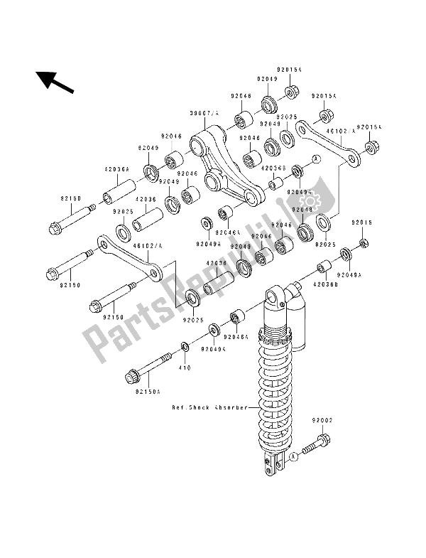 Tutte le parti per il Sospensione del Kawasaki KX 250 1990