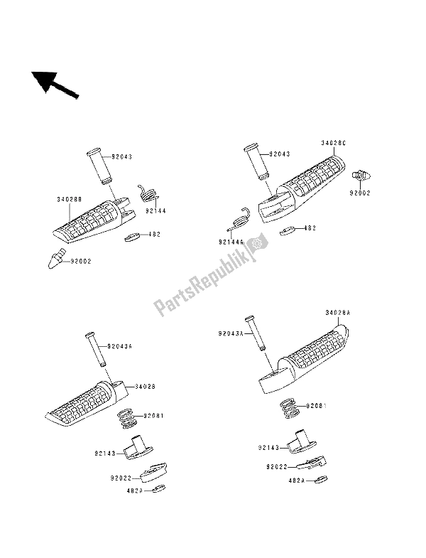 All parts for the Footrests of the Kawasaki ZXR 400 1994