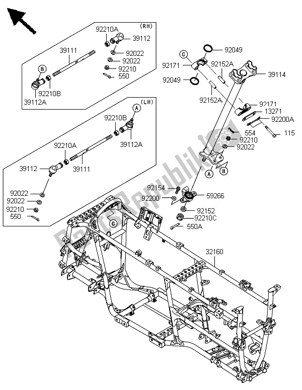 Tutte le parti per il Telaio del Kawasaki Brute Force 650 4X4I 2014