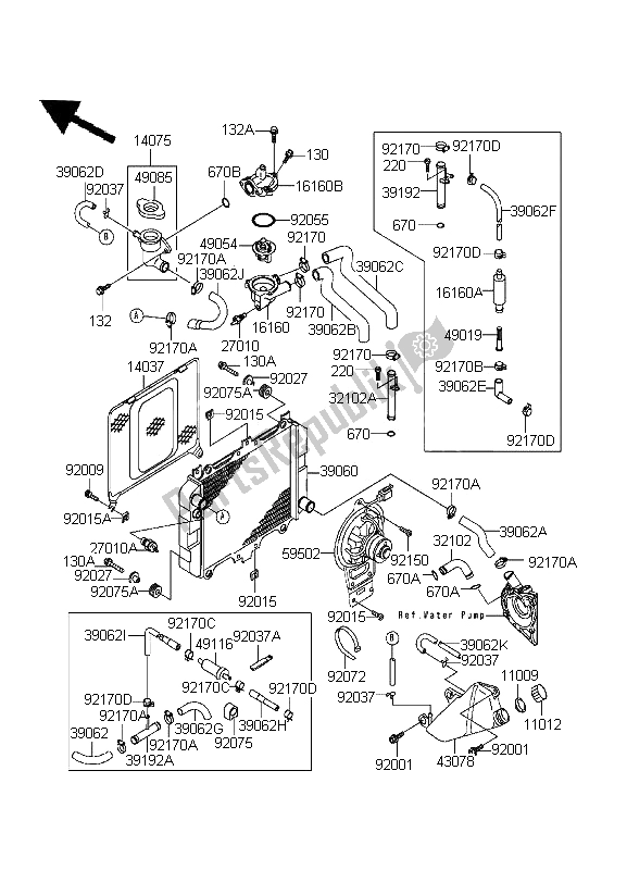 Tutte le parti per il Termosifone del Kawasaki KLE 500 1995