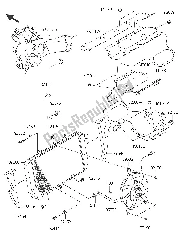 Tutte le parti per il Termosifone del Kawasaki Z 1000 SX 2016