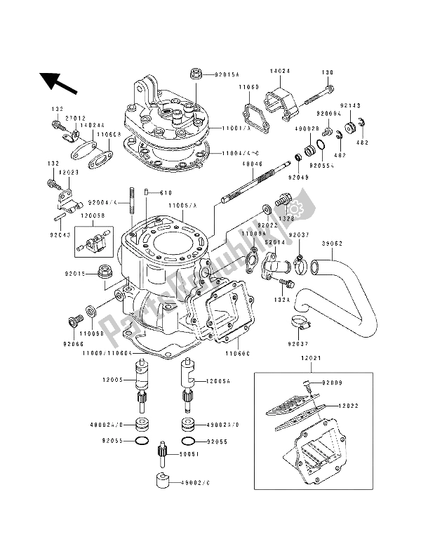 Tutte le parti per il Testata E Cilindro del Kawasaki KX 250 1991