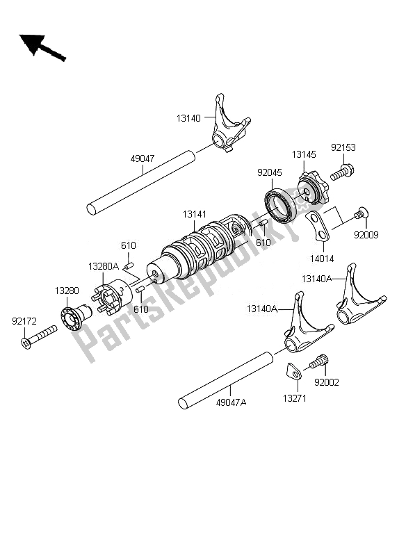 All parts for the Gear Change Drum & Shift Fork(s) of the Kawasaki ER 6F 650 2011