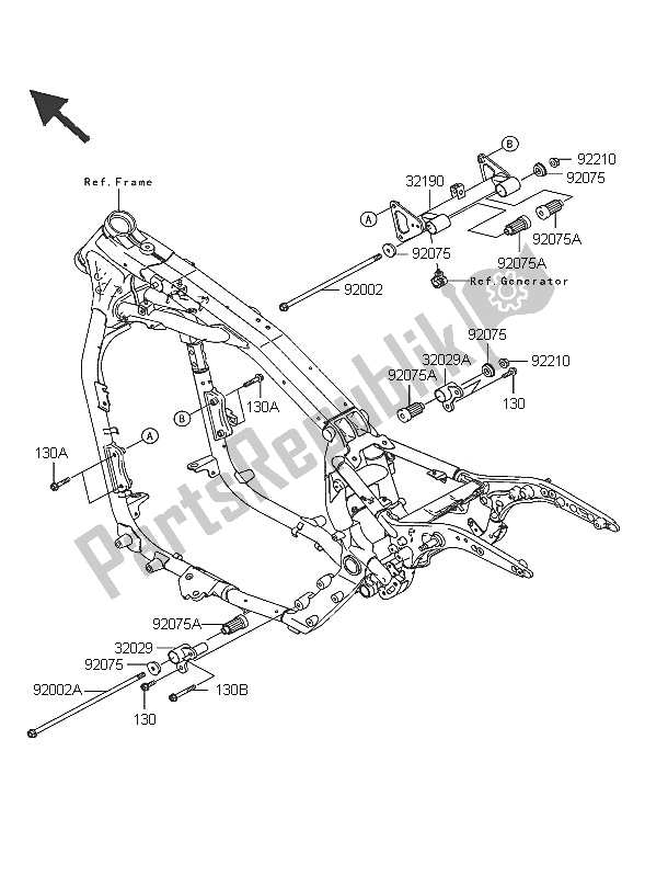 All parts for the Engine Mount of the Kawasaki VN 1600 Classic 2005