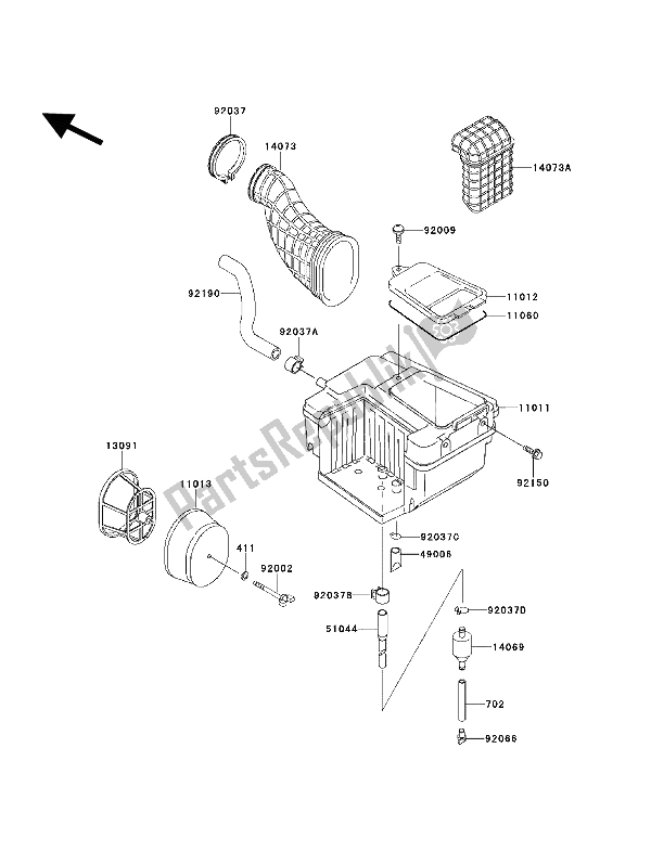 All parts for the Air Cleaner of the Kawasaki KLX 650 1994