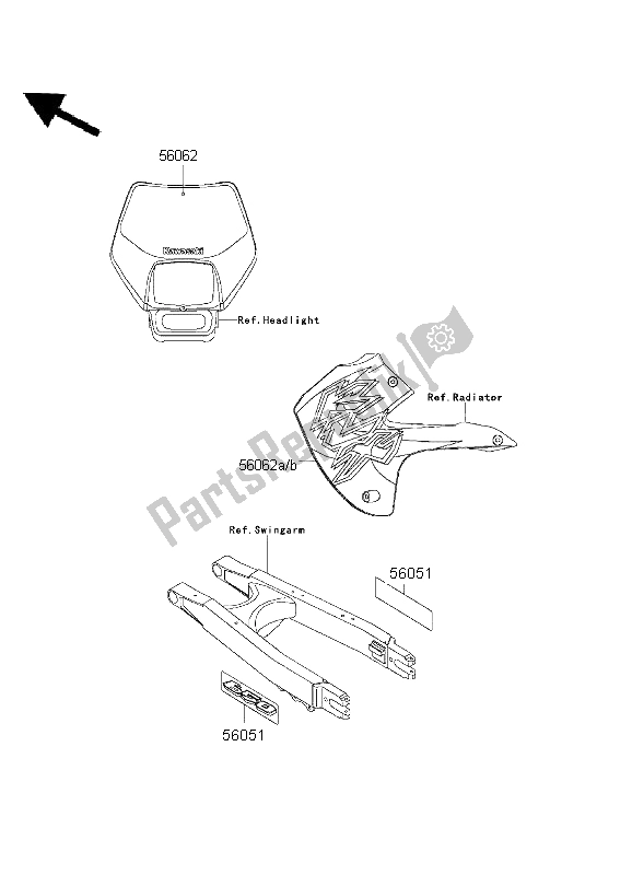 Alle onderdelen voor de Stickers van de Kawasaki KLX 650R 1999