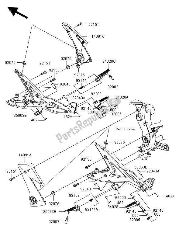 All parts for the Footrests of the Kawasaki ER 6F ABS 650 2006