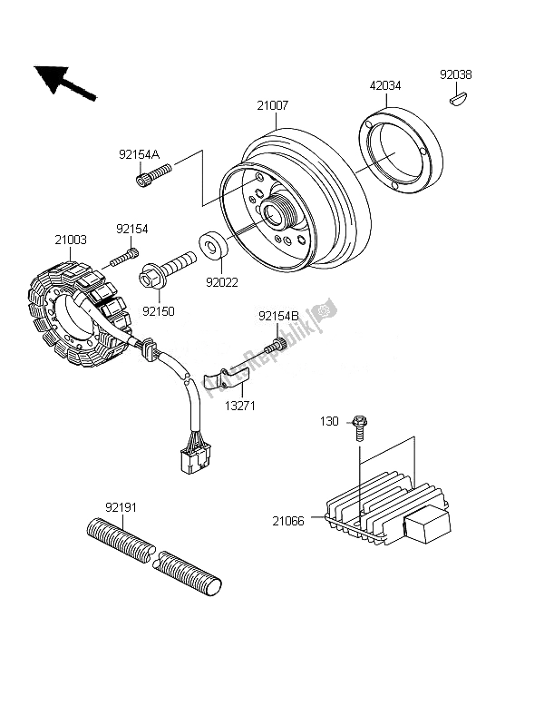 All parts for the Generator of the Kawasaki W 800 2011
