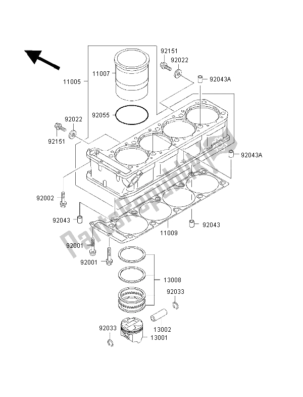 Tutte le parti per il Cilindro E Pistone del Kawasaki ZRX 1100 1998