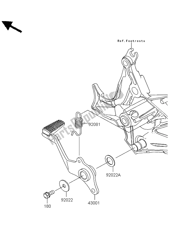 Tutte le parti per il Pedale Del Freno del Kawasaki Versys 650 2012