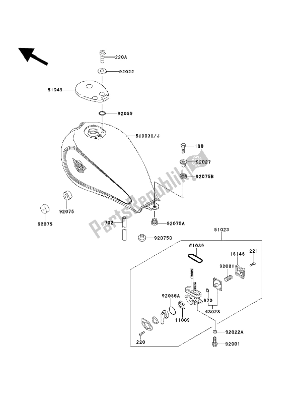 Tutte le parti per il Serbatoio Di Carburante del Kawasaki EN 500 1993