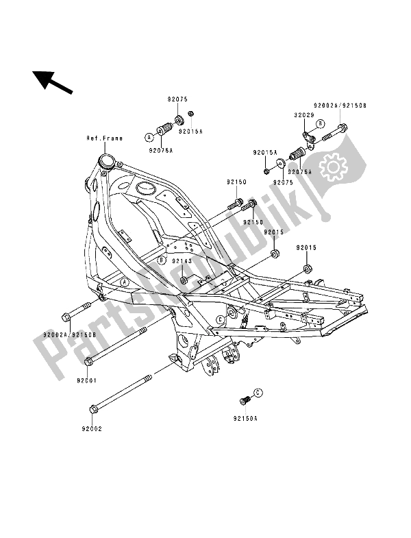 All parts for the Frame Fittings of the Kawasaki ZZ R 600 1993