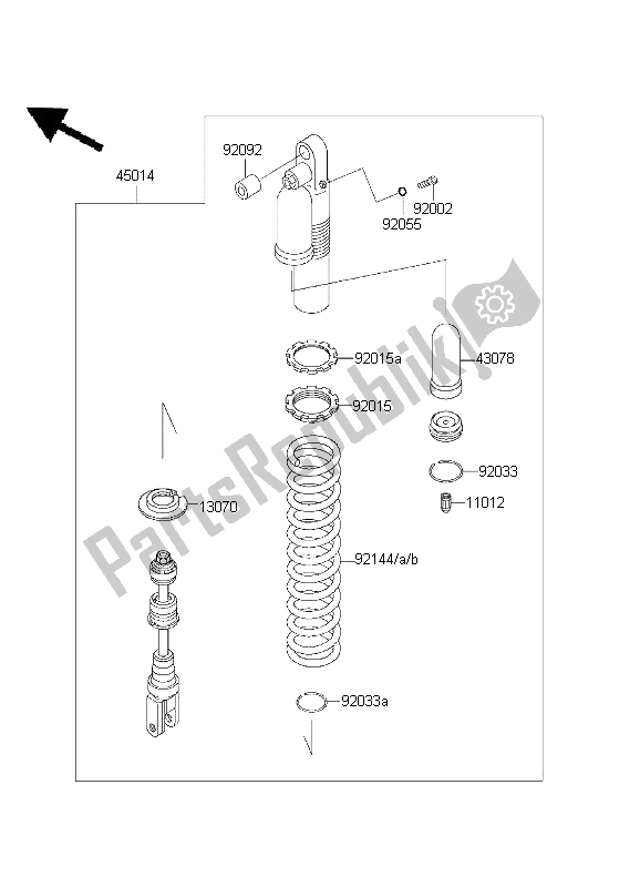 All parts for the Shock Absorber of the Kawasaki KLX 300R 2003