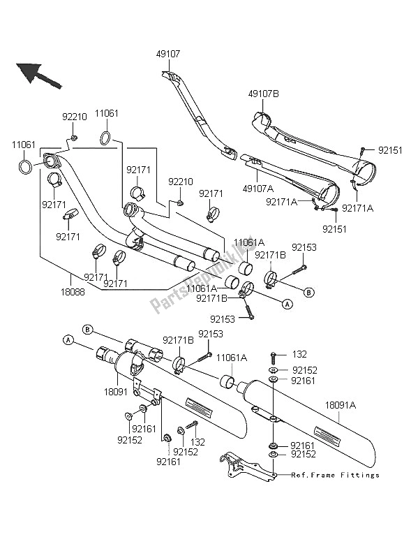 Todas las partes para Silenciadores de Kawasaki VN 2000 2005