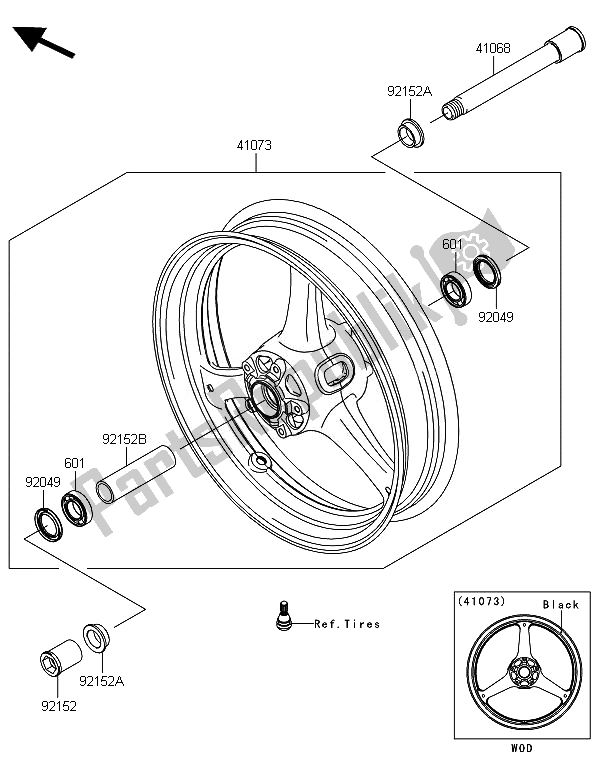 Tutte le parti per il Mozzo Anteriore del Kawasaki Ninja ZX 10R ABS 1000 2014