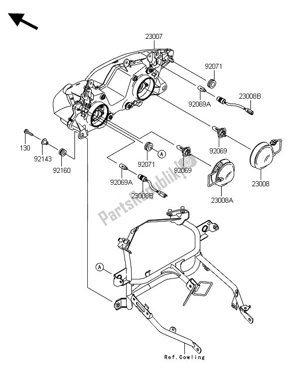 Todas as partes de Farol (s) do Kawasaki Ninja 300 ABS 2014