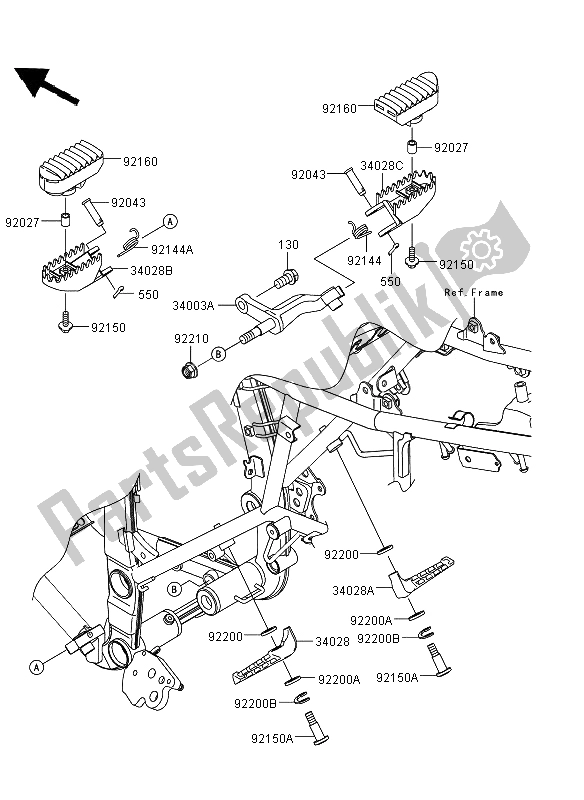 All parts for the Footrests of the Kawasaki KLX 250 2013