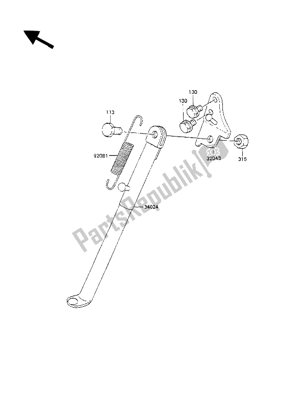 All parts for the Stand of the Kawasaki KX 100 1990