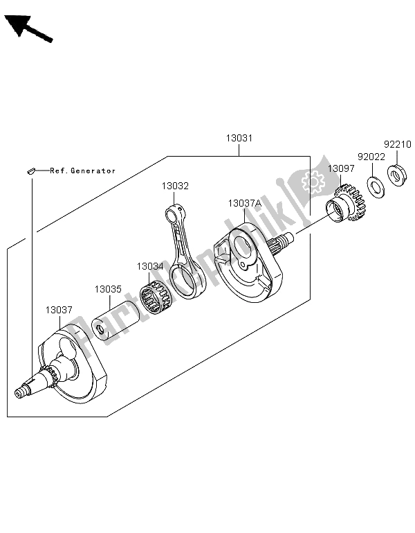 All parts for the Crankshaft of the Kawasaki KX 250F 2011