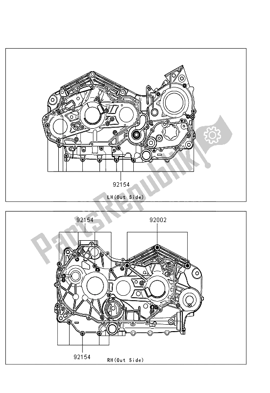 All parts for the Crankcase Bolt Pattern of the Kawasaki VN 1700 Classic Tourer ABS 2013