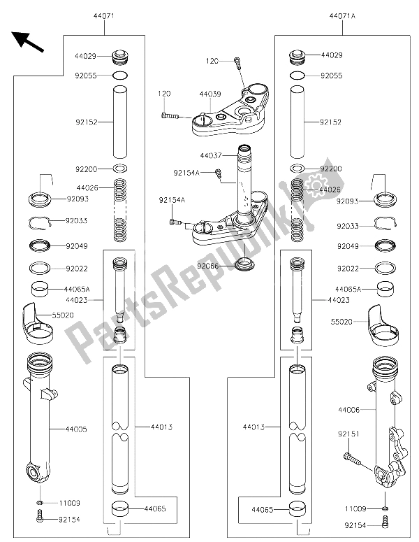 Tutte le parti per il Forcella Anteriore del Kawasaki Vulcan S 650 2015