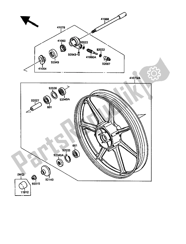 All parts for the Front Hub of the Kawasaki VN 15 1500 1991