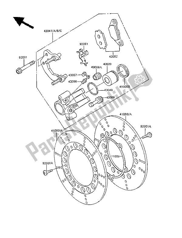 Todas las partes para Freno Frontal de Kawasaki GPZ 305 Belt Drive 1987