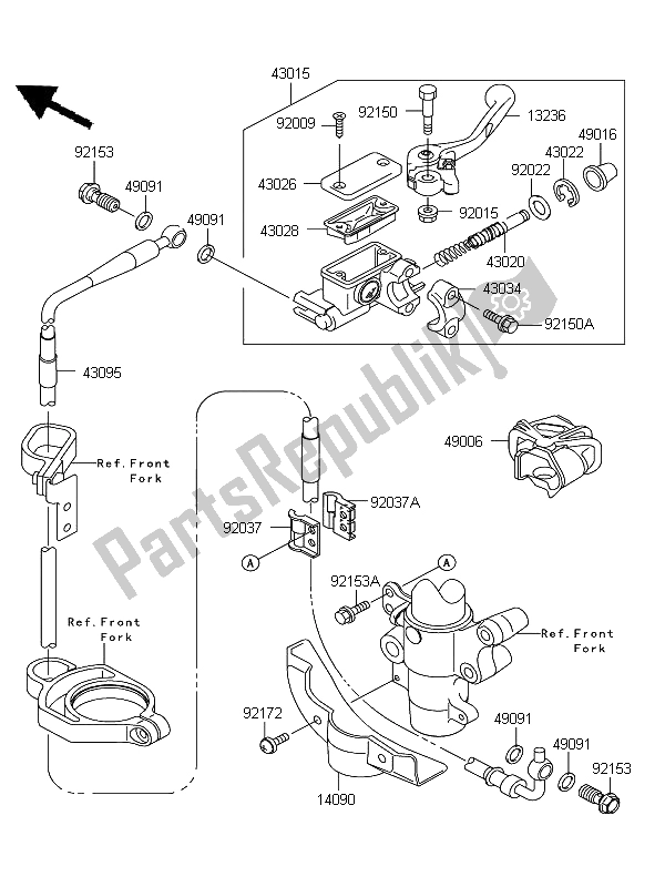 All parts for the Front Master Cylinder of the Kawasaki KX 85 SW LW 2012