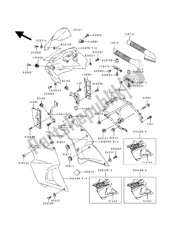 Toutes les pièces pour le Capot du Kawasaki KLE 500 1994