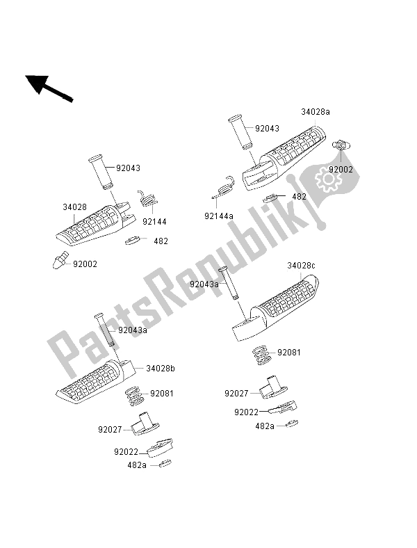 All parts for the Footrests of the Kawasaki Ninja ZX 7R 750 2002