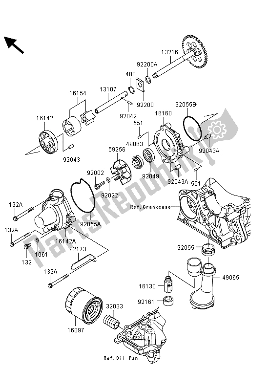 All parts for the Oil Pump of the Kawasaki Z 1000 SX 2013