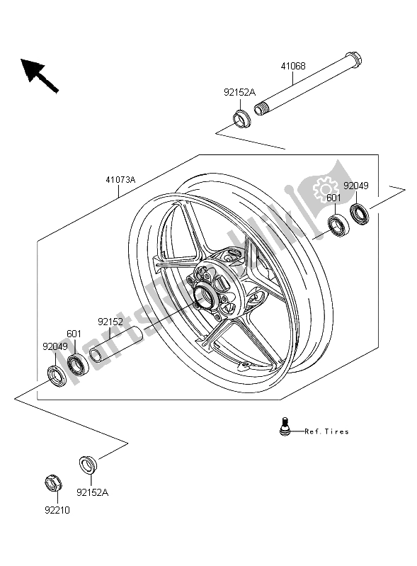 Toutes les pièces pour le Moyeu Avant du Kawasaki Ninja ZX 10R 1000 2006