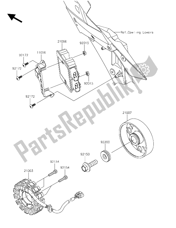 All parts for the Generator of the Kawasaki Ninja H2 1000 2015