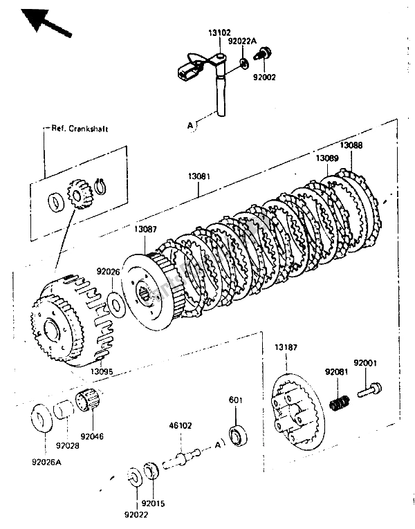 All parts for the Clutch of the Kawasaki ZX 400 1987