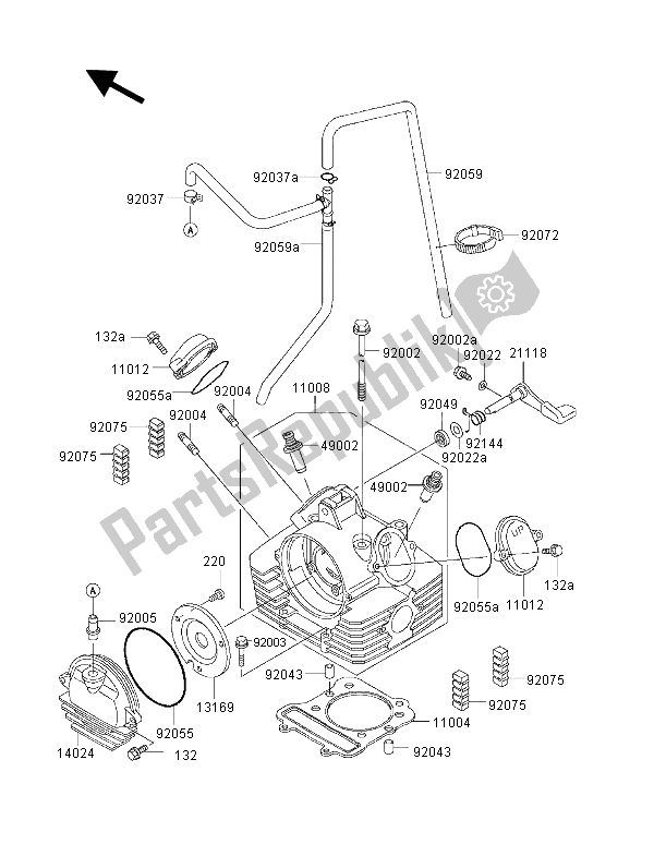 Tutte le parti per il Testata del Kawasaki KLF 300 2001