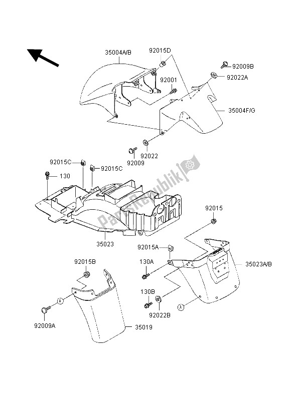 All parts for the Fenders of the Kawasaki ZZ R 1100 1998