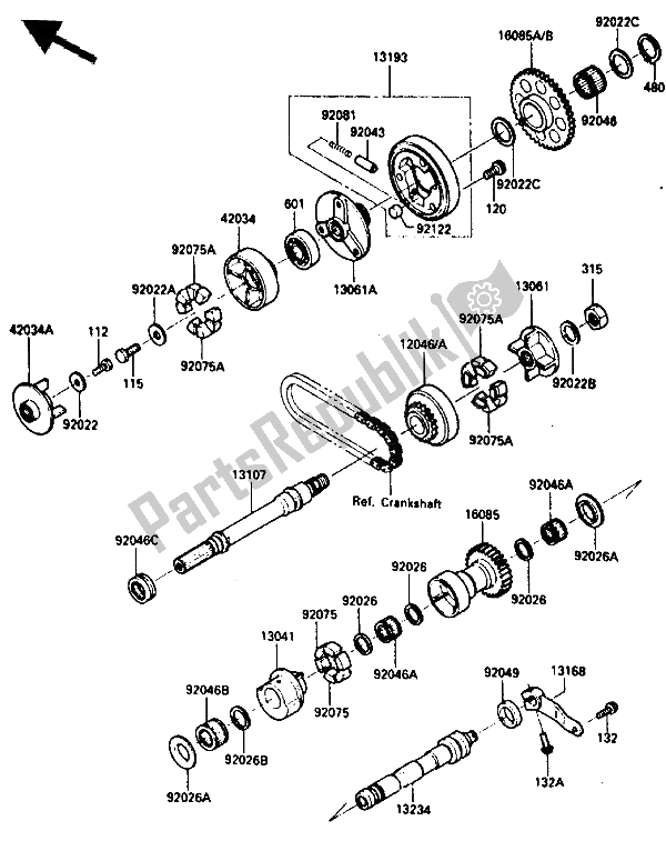 Alle onderdelen voor de Balancer van de Kawasaki GPZ 900R 1985