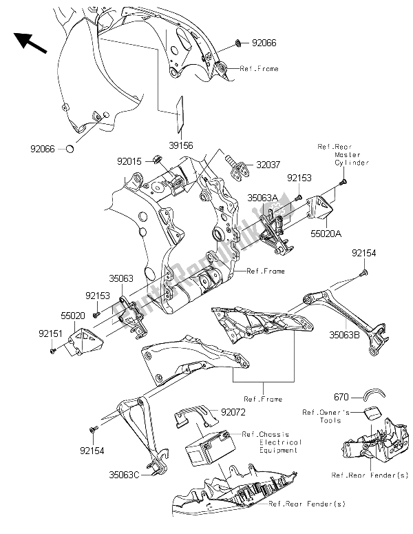 All parts for the Frame Fittings of the Kawasaki Ninja ZX 10R 1000 2015