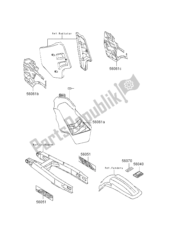 Alle onderdelen voor de Etiketten van de Kawasaki KX 500 1997