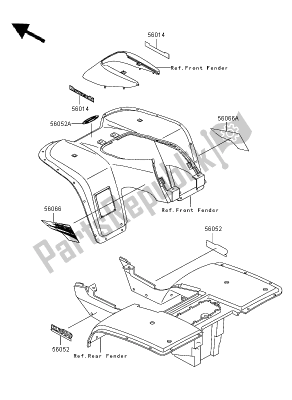 All parts for the Decals (as) (red) of the Kawasaki KLF 300 2003