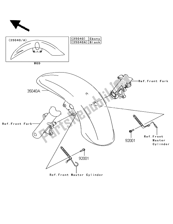 All parts for the Front Fender of the Kawasaki VN 1700 Voyager Custom ABS 2012