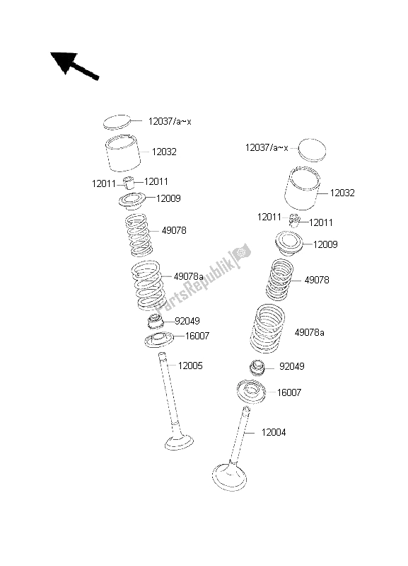 All parts for the Valve of the Kawasaki KLR 650 2001