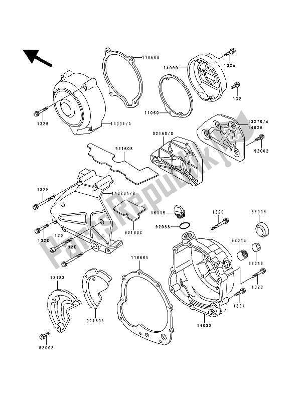 All parts for the Engine Cover(s) of the Kawasaki Zephyr 550 1993