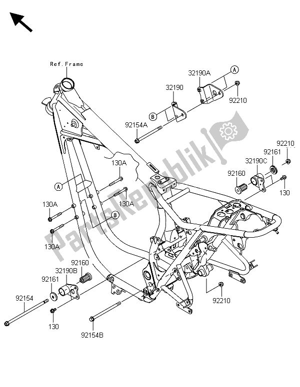 Todas as partes de Montagem Do Motor do Kawasaki W 800 2013