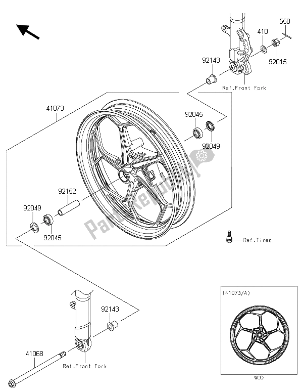 Toutes les pièces pour le Moyeu Avant 2 du Kawasaki Ninja 300 ABS 2015