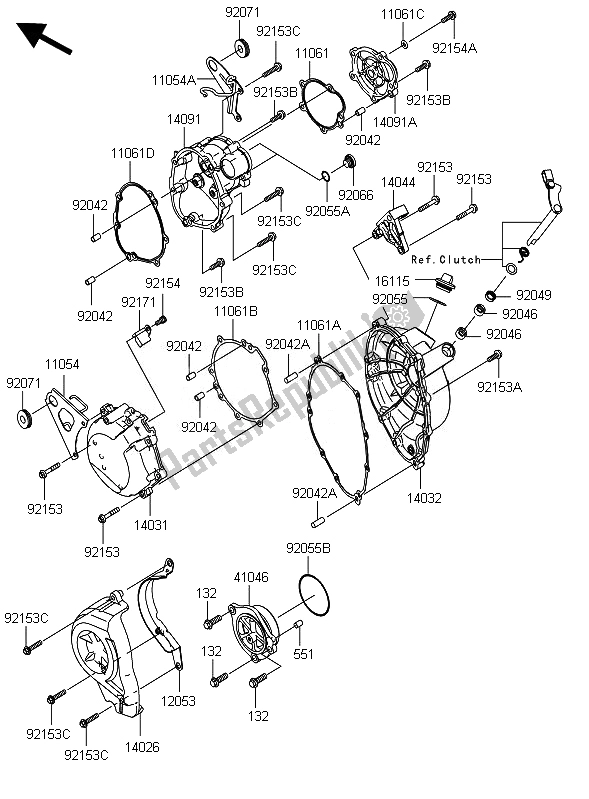 Tutte le parti per il Coperchio Del Motore del Kawasaki Ninja ZX 10R 1000 2010