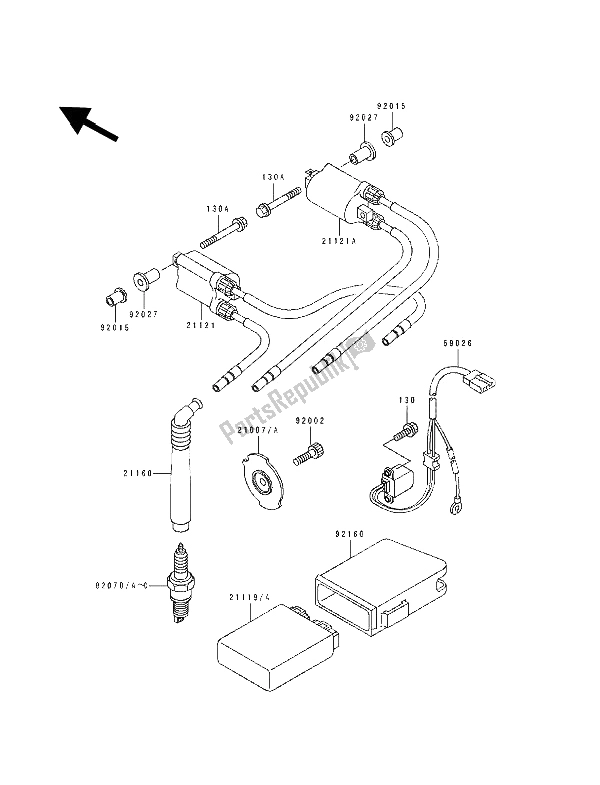 Todas las partes para Bobina De Encendido de Kawasaki ZXR 750 1992